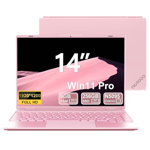 NOTODD 2025 Ordinateur Portable 14 Pouces Win11 Pro PC Portable Gamer Celeron N5095 8Go RAM 256Go...