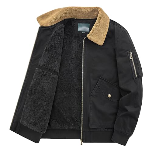 Veste de baseball homme col fourrure militaire cargo en laine Sherpa ZDJSWJ