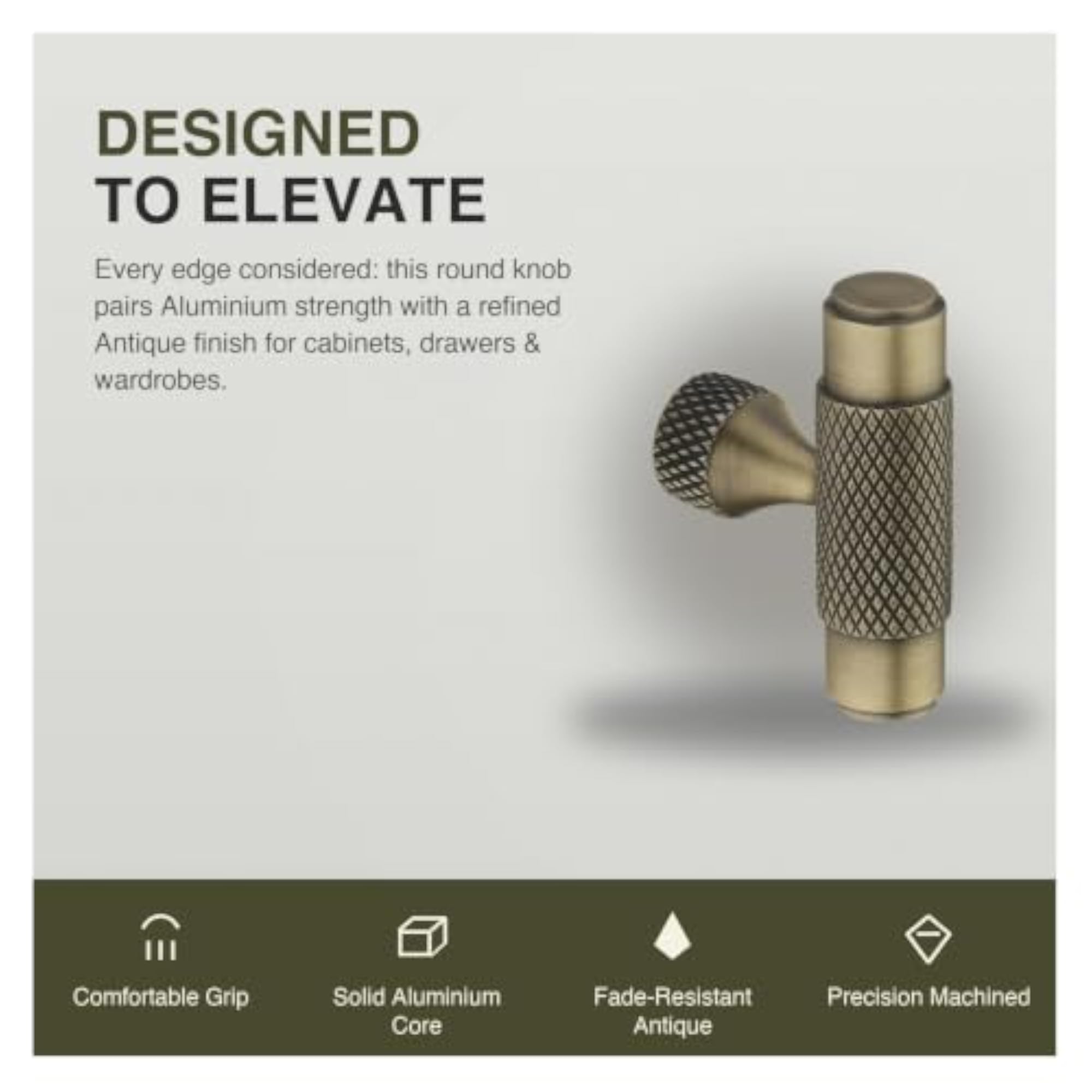 Cabinet Knob Wardrobe & Drawer Cupboard for Kitchen Round Brass Finish