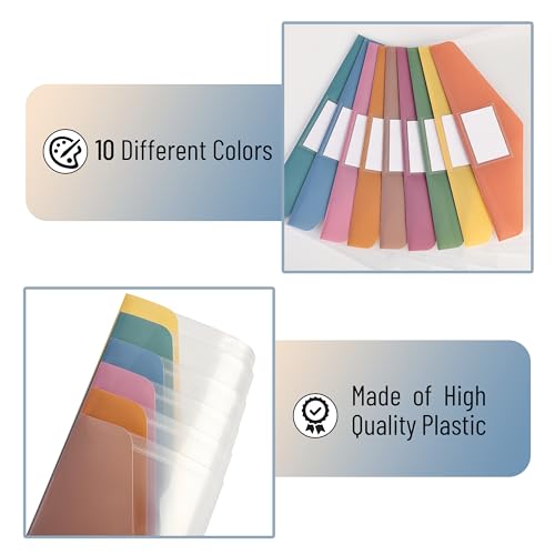 Mr. Pen- Clear Plastic Envelopes with Snap Closure, 10 Pack, A4, Letter Size, Colorful Flaps, Clear Folders for Documents Plastic Envelopes for Documents