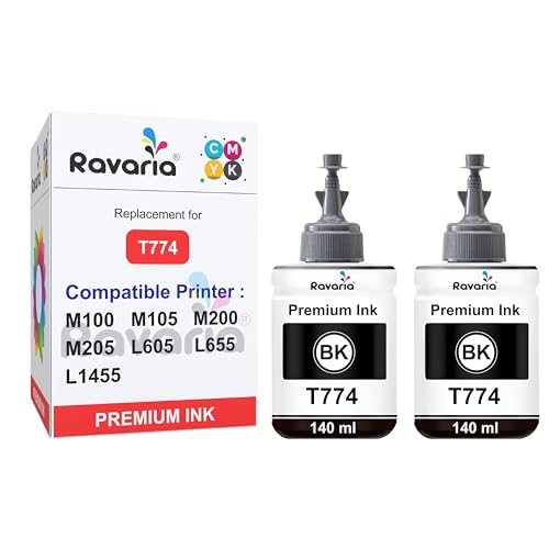 Image of T774 / T7741 Compatible Ink for Epson Printer M100, M105, M200, M205, L605, L655, L1455 Printer (T774 Ink 2 Pcs)