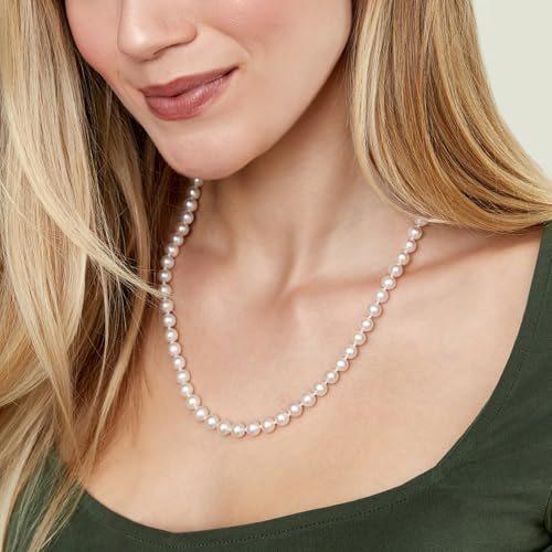 The Pearl Source 14K Gold 6.5-7.0mm AAA Quality White Freshwater Cultured Pearl Necklace for Women in 18" Princess Length2