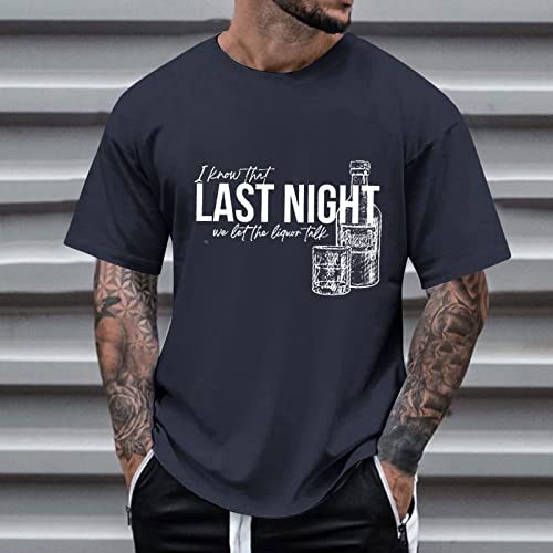 Wotryit Nightshirts For Men Mens Summer Oktoberfest Fashion Casual 3D Digital Printing T Shirt Short Sleeve Night (Navy, M) #TOP2
