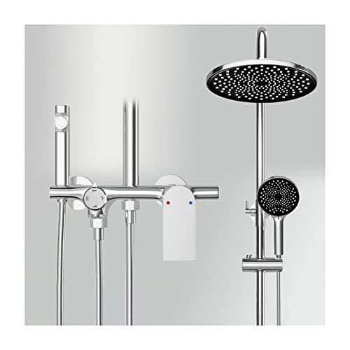 Ensemble de douche mural chrome avec tête effet pluie et bec de baignoire design