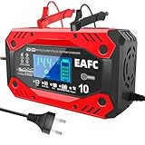 🚕ECHTER PREIS-LEISTUNGSt: 6A Autobatterie Ladegerät für die Wartung und das Laden aller Arten von AGM-, GEL-, SLA-, überfluteten (WET), Calcium-Tiefzyklusbatterien für Kraftfahrzeuge oder Marine-4Ah-100Ah-12V-Batterien. Die Impulsreparaturfunktion kann Ihnen helfen, den Verlust der Batterie zu reparieren und die Lebensdauer der Batterie zu verlängern. Perfekt, um Ihre Fahrzeuge während der ganzjährigen Batteriewartung oder Langzeitlagerung voll aufgeladen und gewartet zu halte