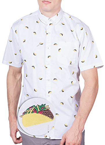 Visive Mens Hawaiian Shirt Short Sleeve Button Down Shirts (Taco,Medium)