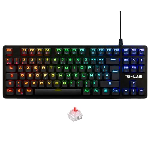 The G-Lab Keyz Platinium TKL - Teclado mecánico Rojo Outemu Low Profile AZERTY - Teclado Gamer TKL Ultra Fin, RGB & Teclas 100% Personalizable, Anti-Ghosting Total - PC/PS4/PS5/Xbox - New