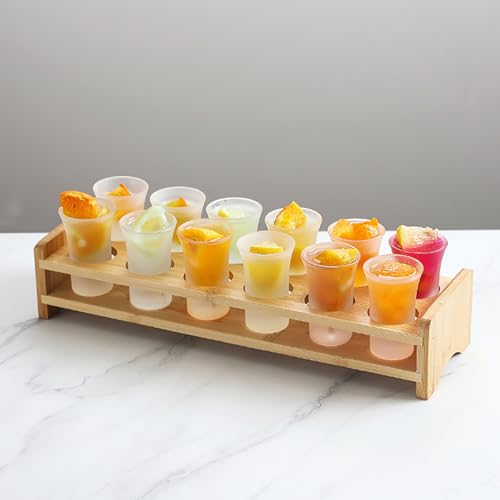 Lot de 12 verres à shot avec plateau en bambou pour bar - 2