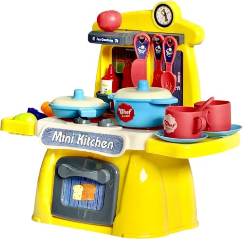 Image of Small Kitchen Set Toy, Pretend Play Kitchen for Kids, Yellow, Plastic, 30 * 33.5 * 15 cm