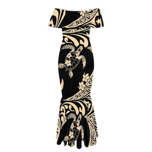 Image of Polynesian Dresses for Women Off Shoulder Maxi Dress Puletasi Samoan Dresses S-7XL