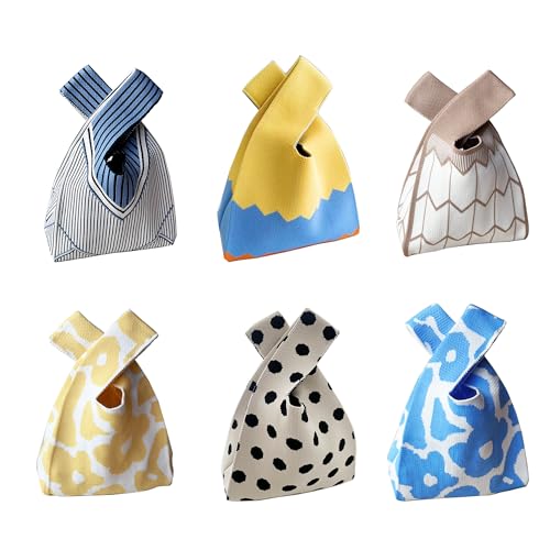 Image of Knot Bag, Mini Knit Tote Bag, Extra Thickened Japanese Knot Bag, Wristlet Handbag - 1 /2 /6 Pack