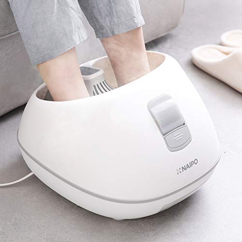 Steam Foot Bath/Spa Massager Foot Sauna Tub with 3 Heat Levels and 2 Adjustable Timers, No Water Pouring, 4 Pedicure Massage Rollers and Imitated Pebble Pedal Detachable, New Method for Stress Relief