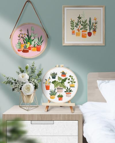 Image of TINDTOP 3 Pack Embroidery Kit for Adult, Embroidery DIY Starter Kit | with Stamped Patterns, Hoop, Tools, Colorful Threads with Needles, Instructions