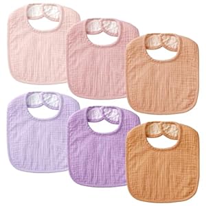 POIKSHARK 6-Pack Muslin Baby Bibs f...