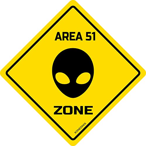 Image of Area 51 Zone Crossing Sign Metal Tin Sign Yellow Wall Decor 12X12inch | Novelty Bar Club Country Home Coffee Shop Indoor& Outdoor Signs
