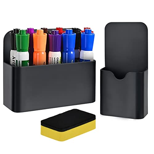 OTYMIOW Porte Stylo Magnetique Noir 2PCS Porte Crayon Marqueur Magnétique, Boite Rangement...