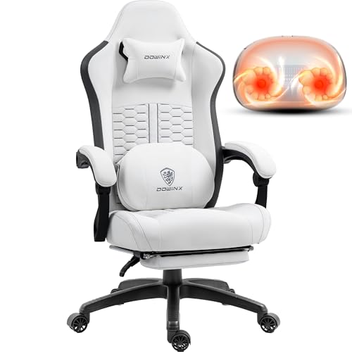 Dowinx Gaming Stuhl mit Heizmassage & Fußstütze, Großer Ergonomischer Bürostuhl mit...