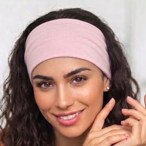 Image of XFYT Super Soft Fabric Women Hairband| Soft Absorbent Trendy Wide Premium Stretchable Sports Headbands (Blush Pink)