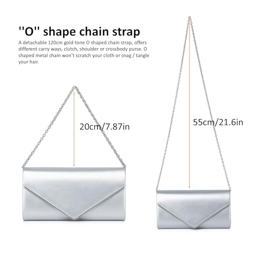 Image of DETARA Women Evening Bag Vegan Leather Clutch Purse Shoulder Crossbody Envelope Bag for Party Wedding Prom Bridal