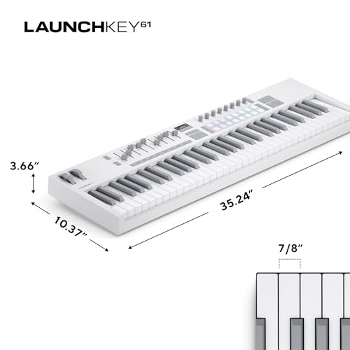 Image of Novation Launchkey 61 MK4 White - 61 Semi-Weighted Key, MIDI Keyboard Controller - DAW Integration. Chords & Scales, Drum Pads, Arp, & Music Creation Software