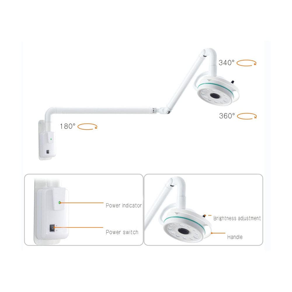 36W LED-Untersuchungsleuchte für chirurgische Eingriffe, schattenfreie Lampe mit 180°-Drehung, Kaltlicht-Untersuchungsleuchte für medizinische Zwecke, Deckenleuchte für gynäkologische, zahnärztliche