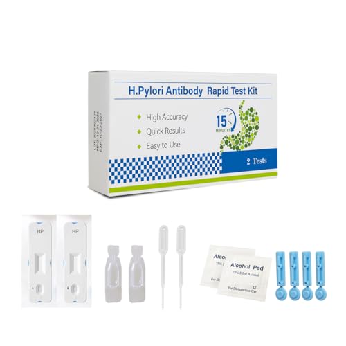 H Pylori Test Kit – 2 Tests, At - Home Self - Test, Easy to Use and Fast 10-15 Min Results