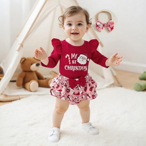 Baby Girl Christmas Outfit Cute Newborn Outfits 4 Piece Sets - image 2