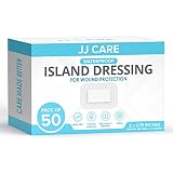 JJ CARE Waterproof Adhesive Island Dressing [Pack of 50], 2" x 3.75" Sterile Island Wound Dressing,