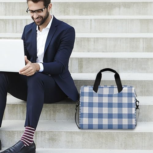 Maletín portátil para laptop 15.6" azul a cuadros miniatura 3
