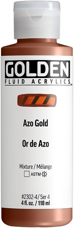 GOLDEN Fluid Acrylics, Azo Gold, 4 fl. oz. Bottle, Professional Acrylic Paint, Transparent