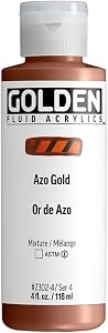 GOLDEN Fluid Acrylics, Azo Gold, 4 fl. oz. Bottle, Professional Acrylic Paint, Transparent