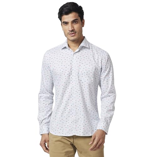 Image of Park Avenue Men's Pure Cotton Print Pattern Slim Fit Cut Away Collar Full Sleeve Casual Shirt