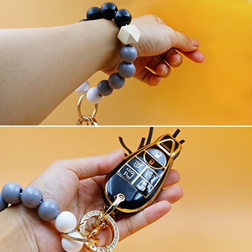 2Pcs For Dodge Key Fob Cover With Metal Keychain For Dodge Ram 1500 2500 3500 2009-2012 Journey Challenger Chrysler Town And Country Jeep Grand Cherokee-7Buttons(Black White) #TOP4