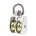 Aexit 0.05 Ton Material Handling Gold Tone Two Rotate Wheels Rigging 11mm Snatch Blocks Rope Pulley