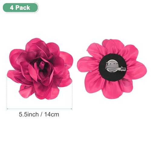 Image of M METERXITY Large Women's Brooches Lapel Pin, Lapel Pins Dainty Satin Fabric Big Camellia Flower Hair Clip Dancer Pin Up for Hats /Parties /Clothes /Jewelry