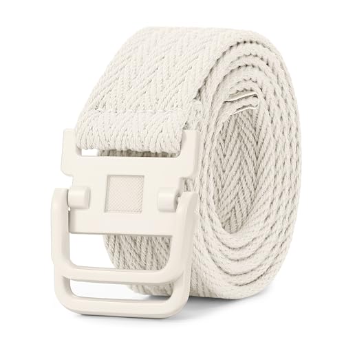 SANSTHS Canvas Belt for Women and Men, Belt Men with Double Ring Alloy Buckle for Jeans Pants