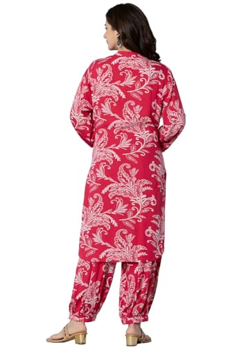 rytras Women's Pure Cotton Printed Straight Kurta Set with Palazzo Pants - Ethnic Wear, Pink - Image 3