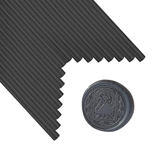 16 Pieces Black Wax Seal Sticks for 0.44 Inch Glue Gun, Non-Toxic, Flexible, Durable, Suitable for Wedding Invitations, Cards, Envelopes