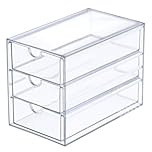 SUMTree Clear Hair Accessory Organizer Box with 3 Drawers, Plastic Hair Accessory Organizer Box, Hair Accessory Container for Bathroom, Closet, Desk, Office, 12.8 * 17.5 * 10.6cm