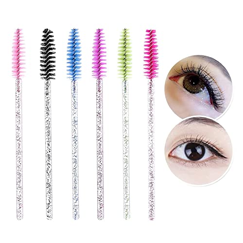 300Pcs Disposable Eyelash Mascara Brushes For Eye Lashes Extension Eyebrow And Makeup For Eye Lash Extension, Eyebrow And Makeup Crystal 6 Colors(Colorful) #TOP4