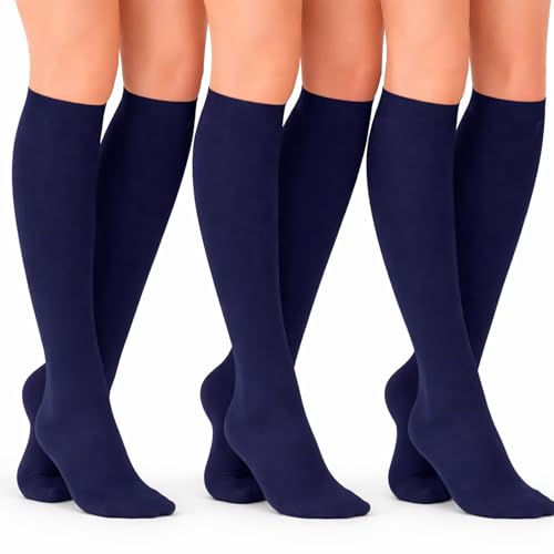 Image of Diamond Star Women's Trouser Socks, Opaque Knee High Nylon Socks, Stretchy Comfort Fit for Work and Casual, 6 Pairs