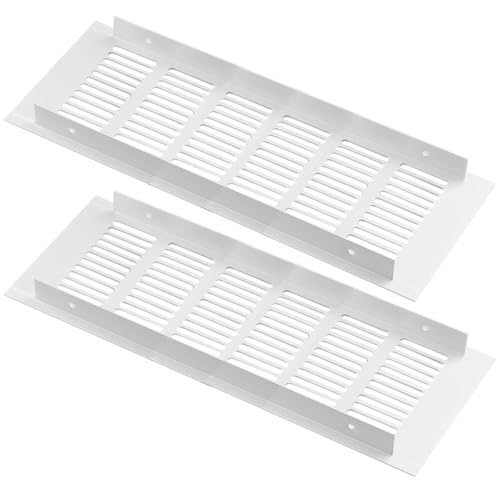 Grille de ventilation blanche en aluminium 100x250 mm pour meuble de cuisine (Lot de 2)