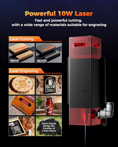 Image of ACMER P1 S Pro Laser Engraver, 10000mW Laser Cutter Engraving Machine | 380x370mm Large Working Area, WiFi Control, for Wood, Acrylic, Leather, Glass, Metal for DIY, Crafts & Small Business