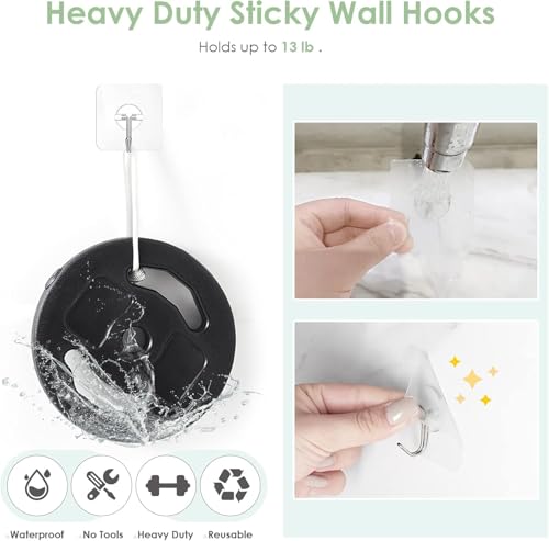 Image of REWOP Adhesive Wall Hooks for Heavy Items Stainless Steel, PVC, ABS Nail Free Seamless Adhesive Non-Trace No Drilling Installation Hanging, Waterproof Screws Wall Hook (Round Hooks, 20)