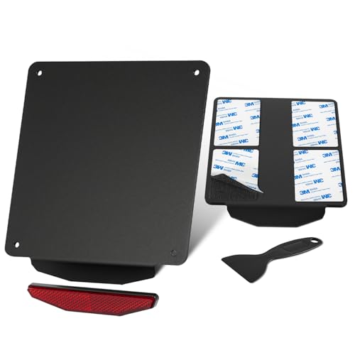 Evermotor Soporte de Matrícula para Moto con Reflector de 125 mm, Portamatrícula de Aluminio 180×200 mm con Reflector Trasero, Área de Montaje del de 30°, para Moto, Scooter, ATV o Patinete