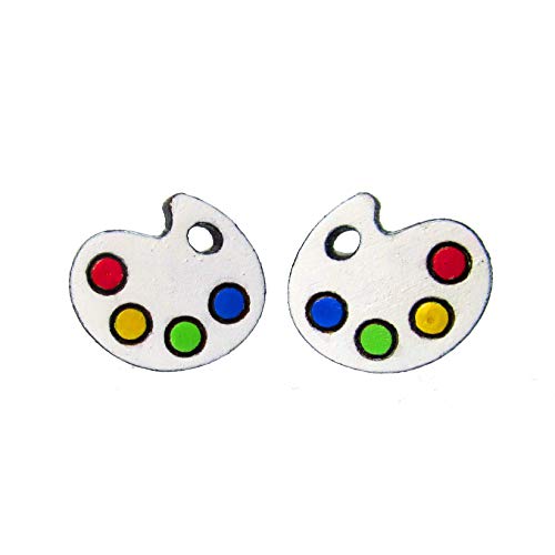 Artist Paint Palette Stud Earrings, Painter Pallet Studs Art Jewelry, Stainless Steel Hypoallergenic #TOP3