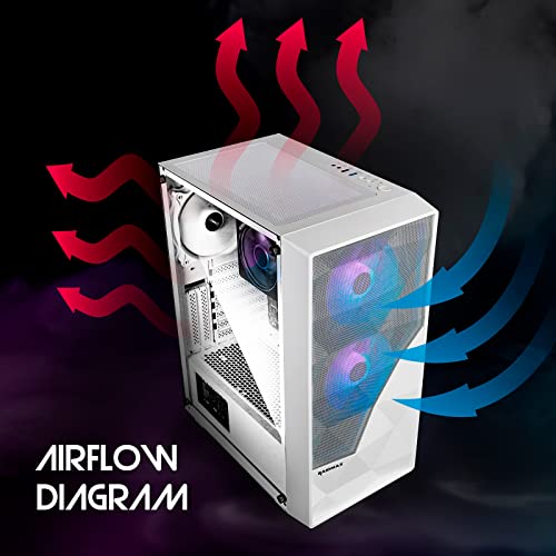 Raidmax Meshian Pc Case, Mid-Tower Gaming Pc Case With Diamond Mesh Grill, Gaming Pc Case Tempered Glass Side Panel, Pre-Installed Fans Computer Case, Argb Light, Usb 3.0, Hd Audio, Atx Case White #TOP5