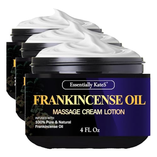 Image of Essentially KateS Frankincense Massage Lotion 4 Fl Oz - Infused with Ceramid 1, 3 and 6II - Fight Stiffness in Knees, Elbows, Hips, Hands, Shoulders and Legs. (Pack of 3)