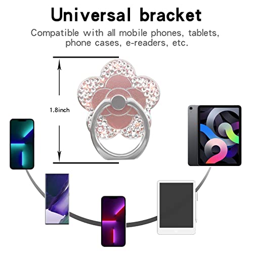 Cavdycidy Cell Phone Ring Holder Stand Metal Flower Finger Grip With Crystal Stone 360° Rotation 181° Flip Universal Kickstand Compatible With All Smartphones(Rose Gold) #TOP3