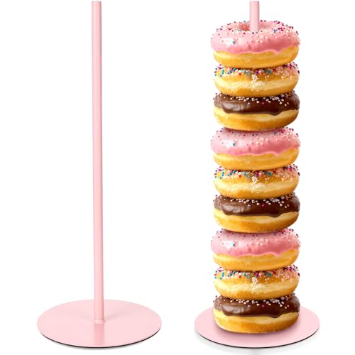 Otoolling 2 Pcs Metal Donut Display Stand Tower for Dessert Table, Pink